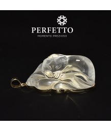 White Rabbit Fur Quartz Nine Tail Fox Pendant